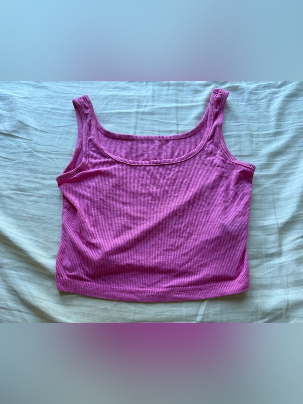 SHEIN Bright Pink Ribbed Square Neck Tank